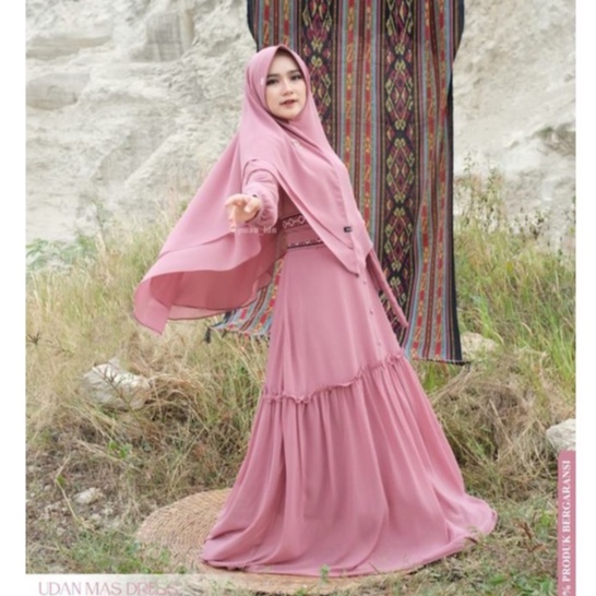 Puan Udan Mas Gamis Dress Set Khimar By Puan Terbaru