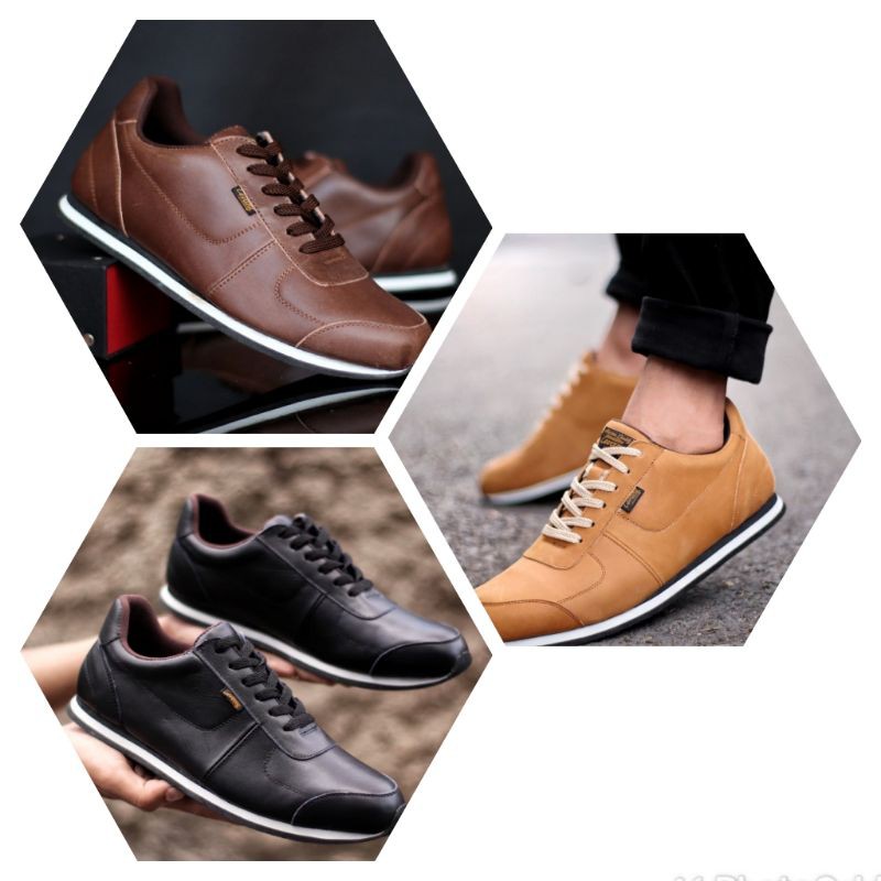 Sepatu Pria sneakers Kulit asli cevvany morley Kulit Sapi Asli
