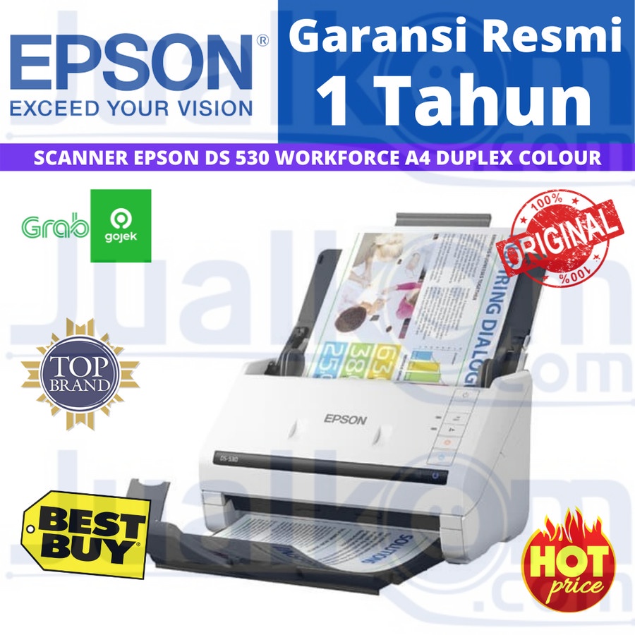 EPSON WorkForce DS530II Scanner Dokumen DS 530II A4 ADF Duplex Scan to PDF