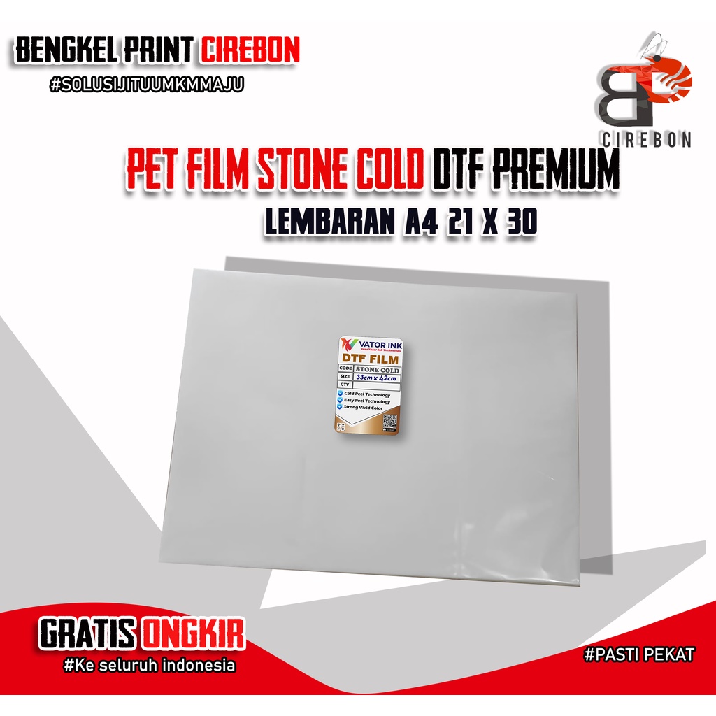 Kertas Transfer PET Film DTF Vator stone cold A4