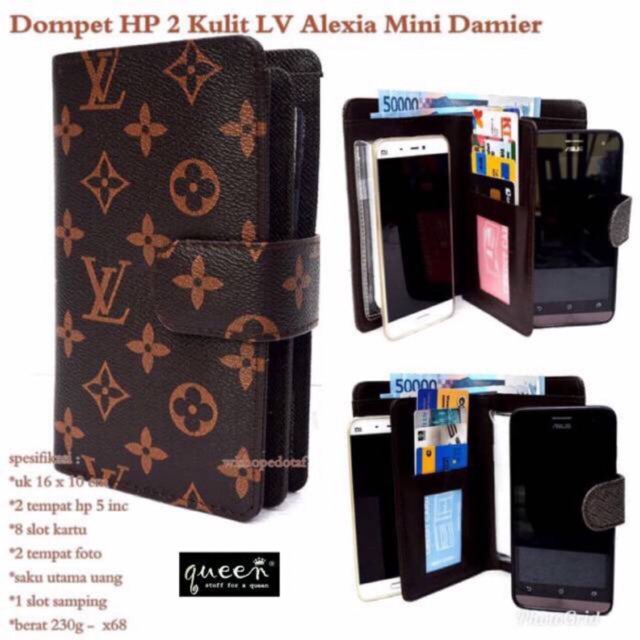 dompet wanita hpo kulit lv alexia max 1hp 5,8inc mono coklat