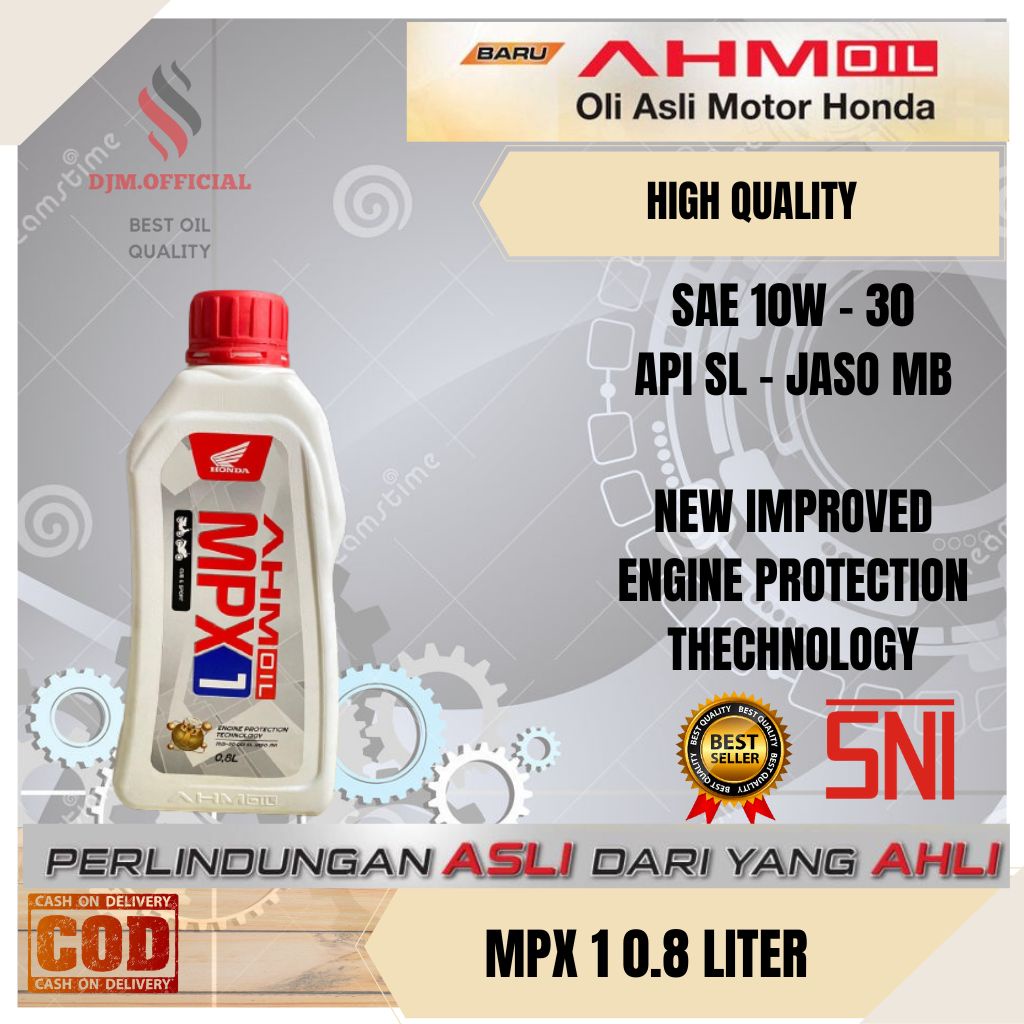 OIL AHM OLI MPX 1 800 ML  OLI HONDA MPX 1 SAE 10W-30 SL JASO MA ORIGINAL