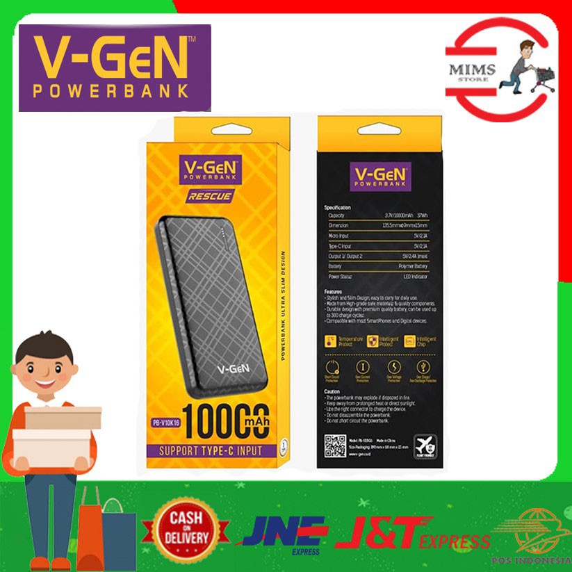 Powerbank Murah / Powerbank V-GeN Rescue V10K16 10000 mAh Type C Input