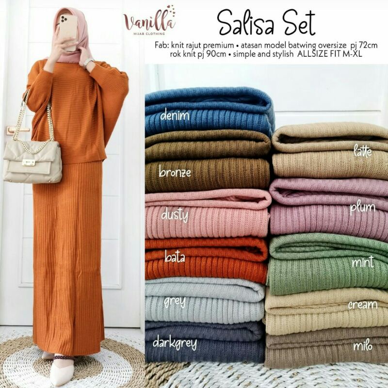 SALISA Set Rajut (top &amp; rok) II Vanilla