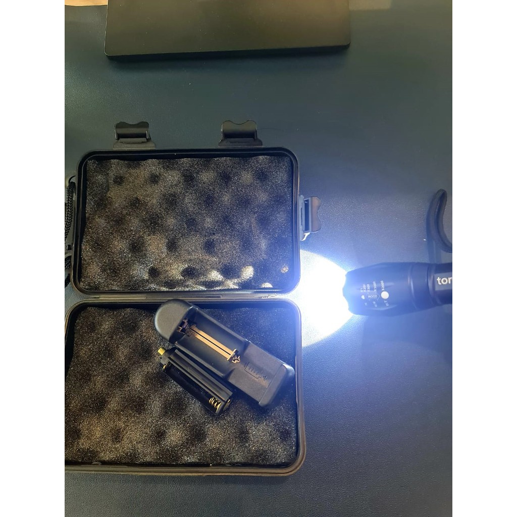 Senter LED Cree XM-L T6 aluminum body paket super lengkap