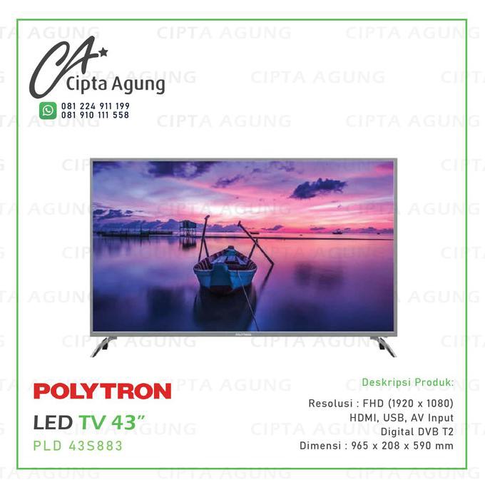 Best Produk] Led Tv 43" Polytron Pld 43S883 Full Hd Dvb-T2 Digital Led Tv Bdg