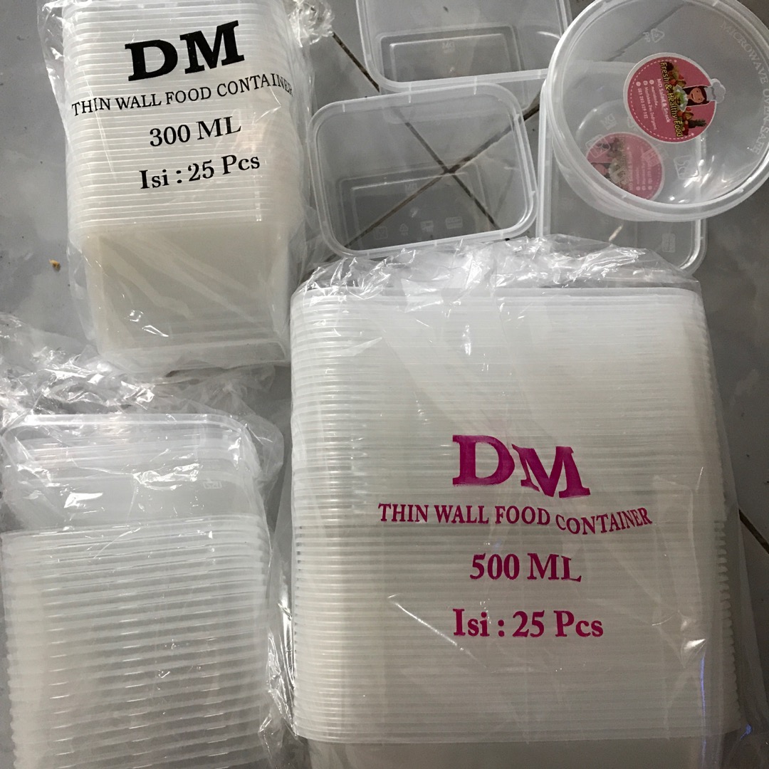 [isi 25pcs] Kotak Makan / Tepak / Thinwall Food Container Dm 300ml Rec