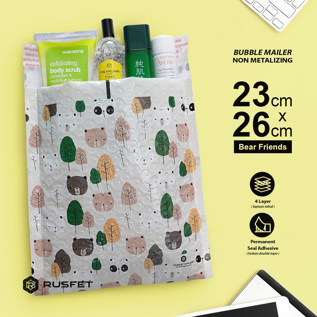 AMPLOP BUBBLE MAILER / BUBBLE PACKING BEAR FAMILY - SECURITY BAG - RUSFET 23X26