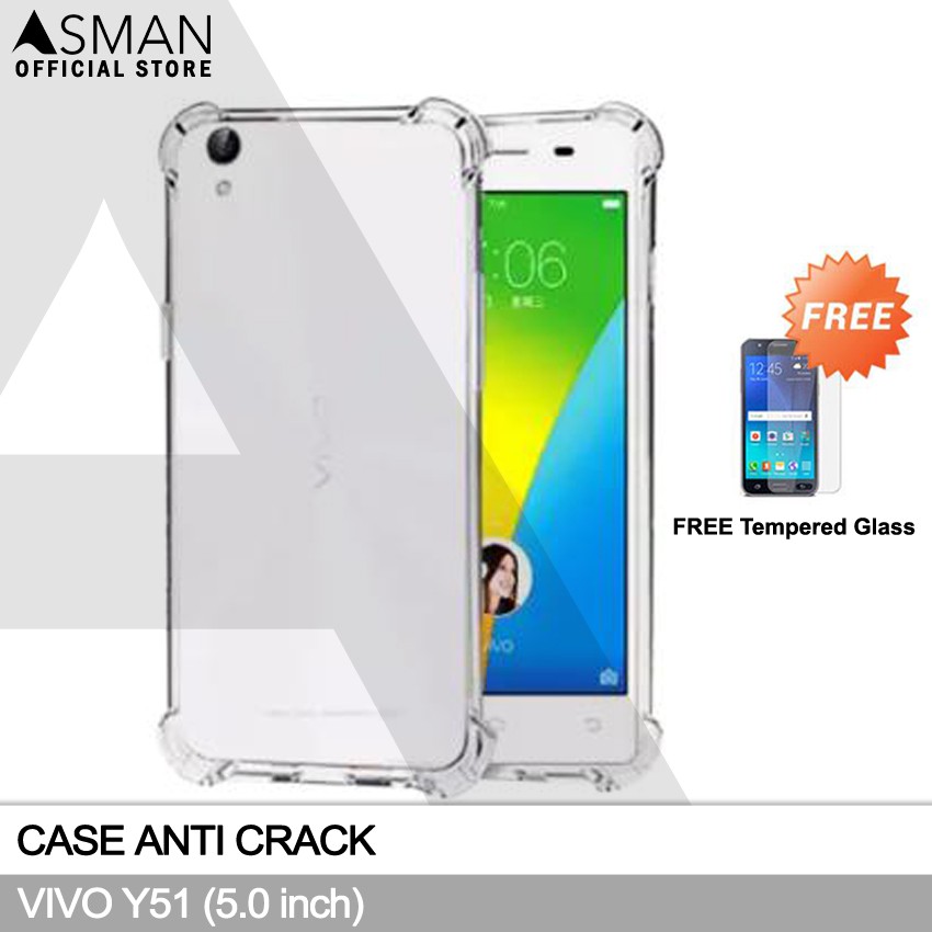 Anti Crack VIVO Y51 (5.0&quot;) | Soft Case Anti Bentur + FREE Tempered Glass