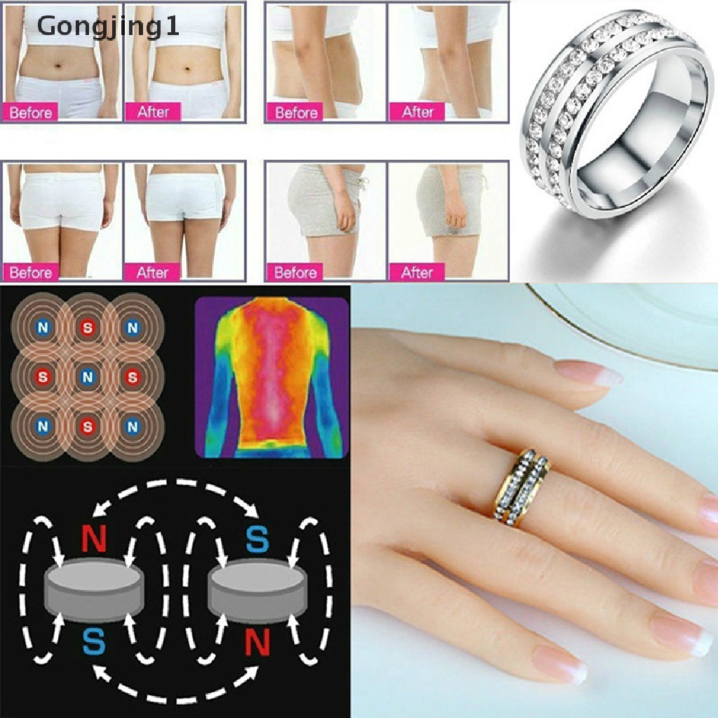 Gongjing1 Cincin Magnetik Hias Kristal Berlian Imitasi Untuk Menurunkan Berat Badan