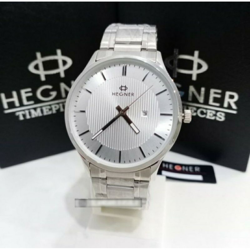 JAM TANGAN HEGNER 5050 HW PRIA SILVER WHITE ORIGINAL