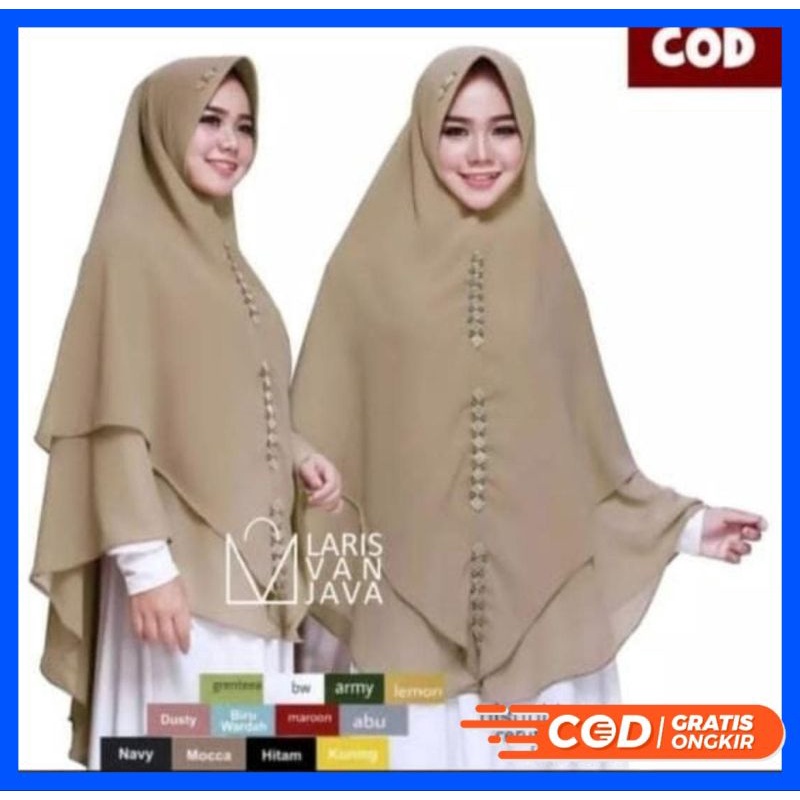 JUMBO Hijab Instan 2 layer Cerruty SWAROVSKI SYAR'I Mutiara KHIMAR AISYABANA Murce Halus Ped Athem J