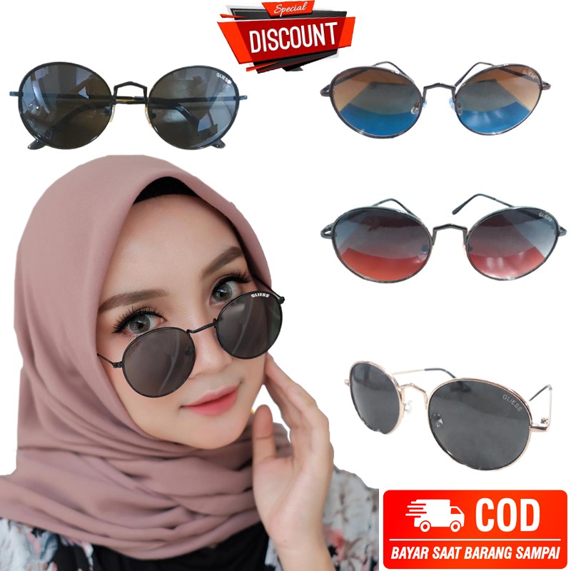 Kacamata Hitam Pria Wanita Kacamata Fashion  Kaca mata Round Sunglasses Unisex Kacmata Anti Silau