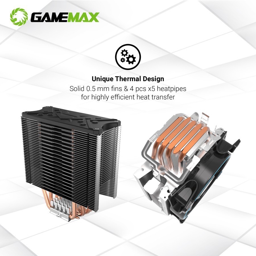 Gamemax CPU Cooler Gamma 500 Rainbow ARGB-Fan Processor