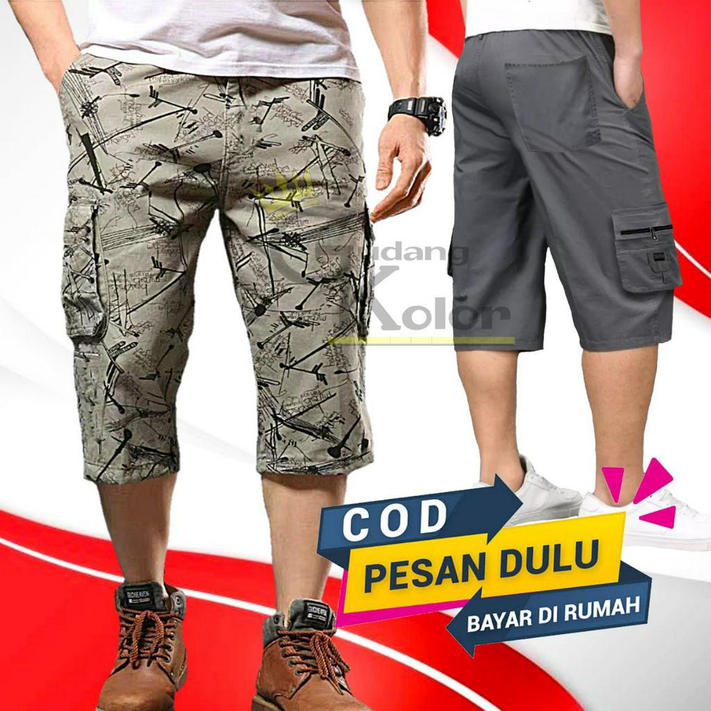 Celana Pendek Cargo GK Dewasa Pria Cowok Santai Motif Polos Remaja Model Clana Kargo Velana Kasual B