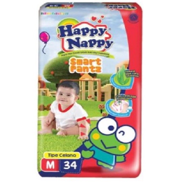 Happy nappy M34 smart pantz pants celana diapers popok bayi M 34 popok celana sekali pakai baby pants vaniasusu vaniastore