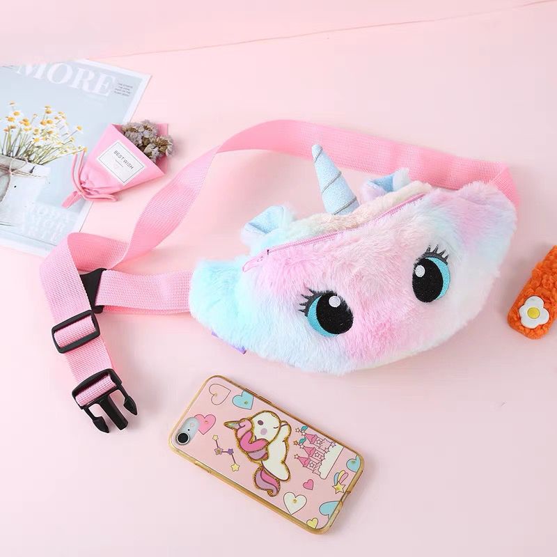 TAS UNICORN PINGGANG WAIST BAG WANITA MODEL UNICORN IMPORT TERMURAH READY 2 VARIANT WARNA UNGU DAN PINK