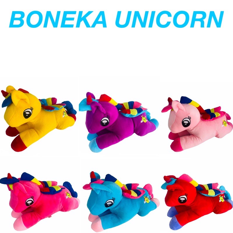 Boneka Unicorn Kuda Poni Littlepony  Unicorn Lying Rebah 6 Pilihan Warna Ukuran XL panjang 40cm Berlabel SNI