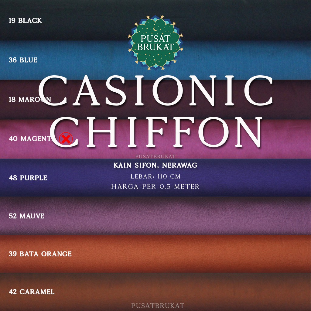 CASIONIC CHIFFON - KAIN SIFON KASIONIK / CASIONIK, NERAWANG [harga per 0.5m]