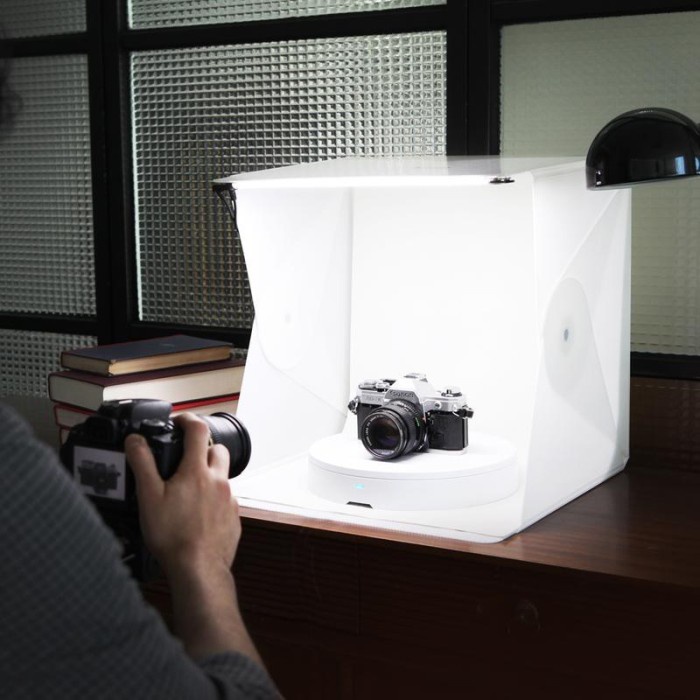 Kamera-Ransel-Tas- Alat Foto Display Putar Produk Turntable Tempat Mini Photo Studio Box -Tas-