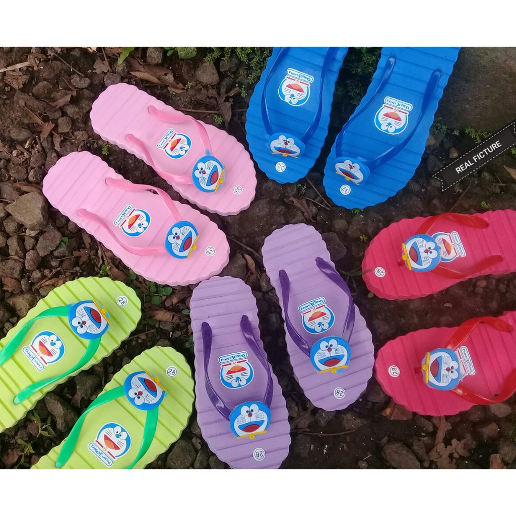  GROSIR  5 PASANG Sandal  jelly  anak motif DORAEMON 21 35 