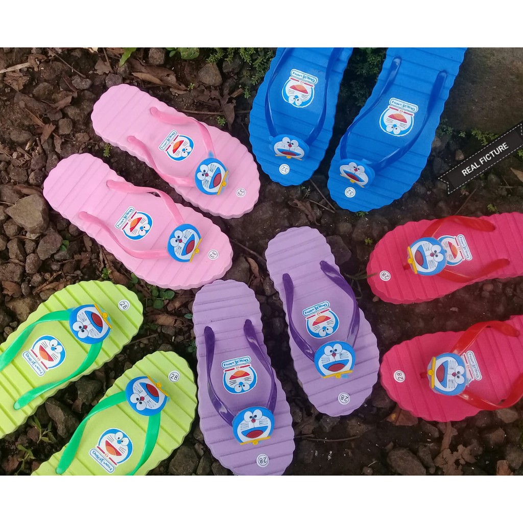 GROSIR 5 PASANG Sandal  jelly anak  motif DORAEMON  21 35 