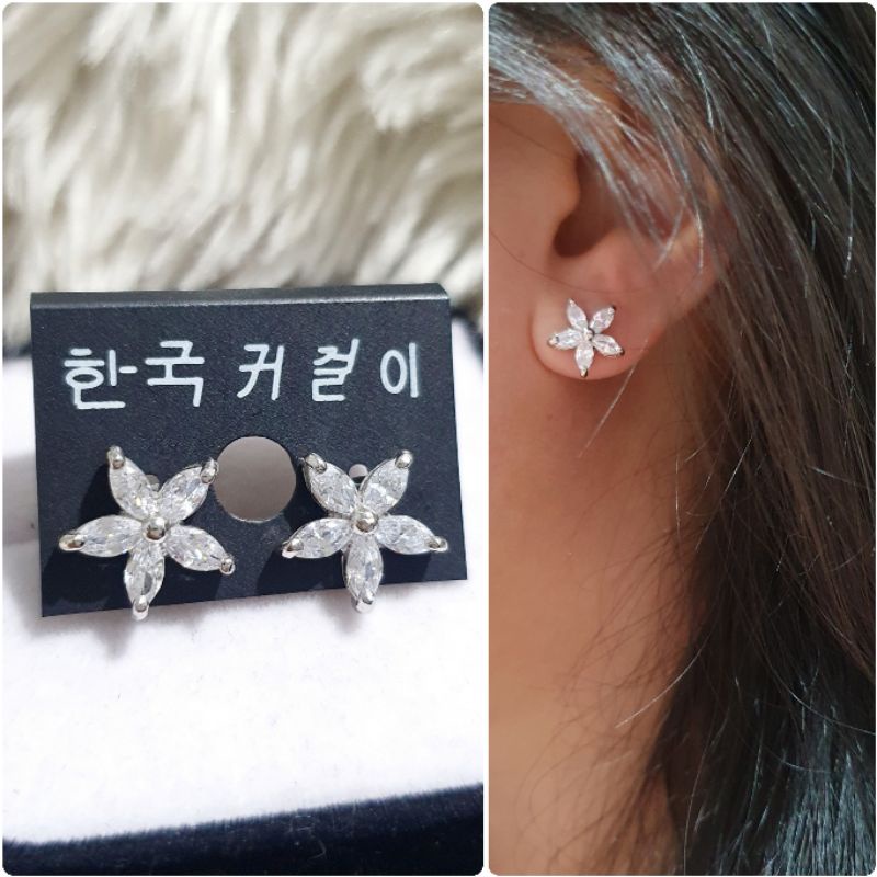 Anting Silver925 Perak mata Kilau anting Zircone silver925 Perak Anti Karat anti alergi berlian kilap 075