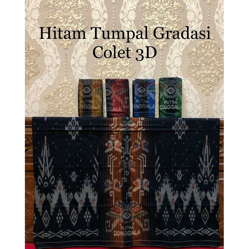 Sarung Putra Donggala hitam gradasi DONGGALA hitam 3d
