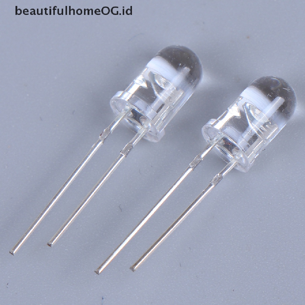 100 Pcs Kit Lampu LED Pemancar Dioda 5mm Warna Putih Hijau Merah Biru Kuning