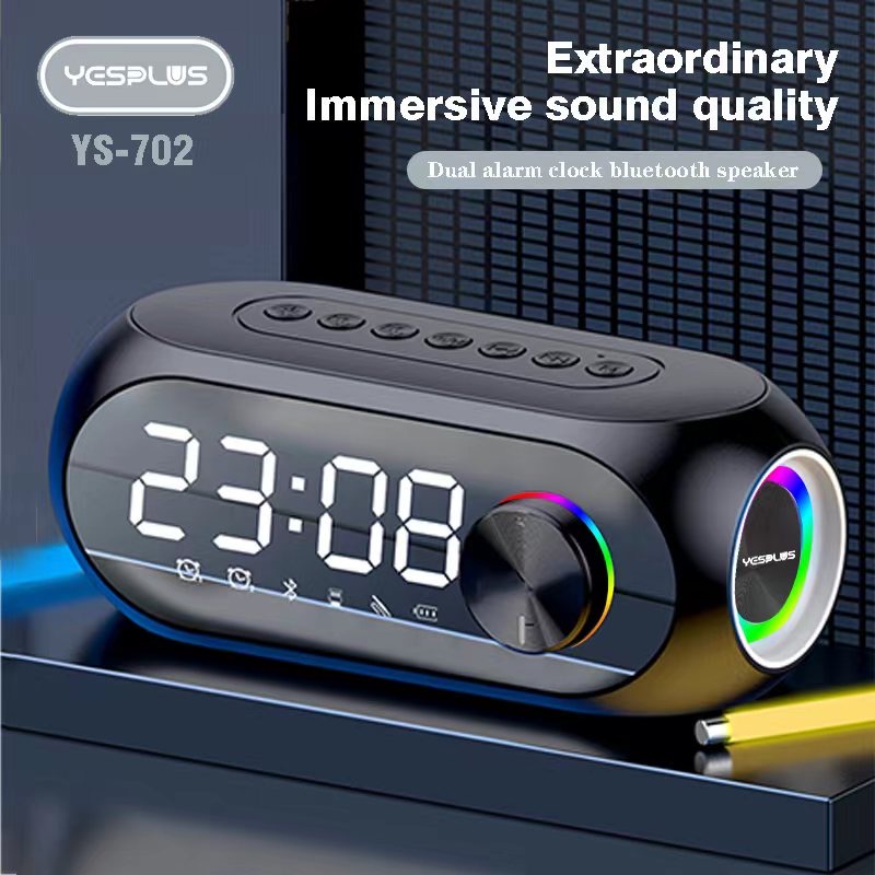 【33LV.ID】Speaker Bluetooth LED YS-702 Two Alarm Clock Night Light