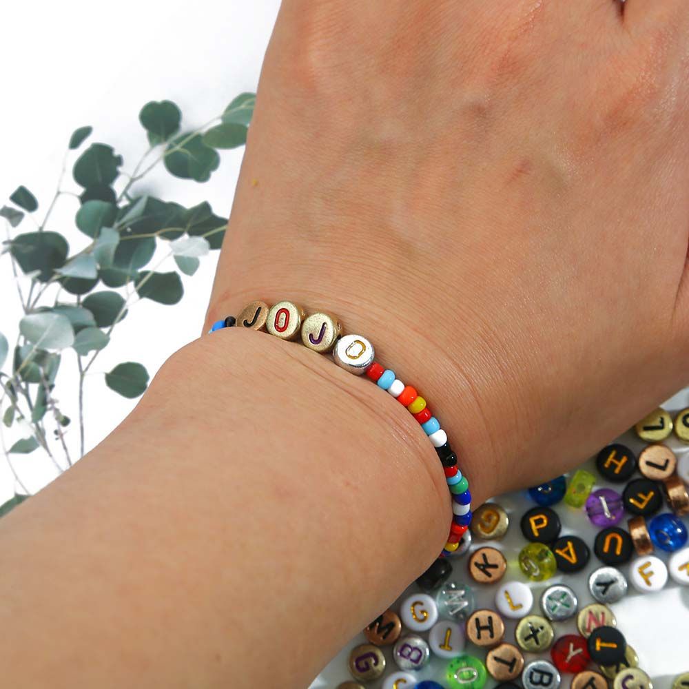 Needway  Accessories DIY Beads Crafts Jewelry Findings Jewelry Accessories Necklace Metal Color Round Shape Bracelets Transparent Acrylic Letter