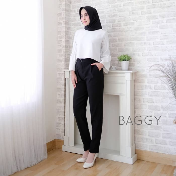 BAGGY PANTS PREMIUM AMERICAN DRILL CELANA PANJANG WANITA