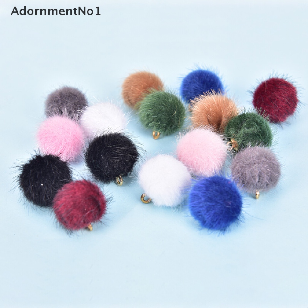 (AdornmentNo1) 10pcs / Set Liontin Bola Pompom Plush Untuk Membuat Perhiasan DIY