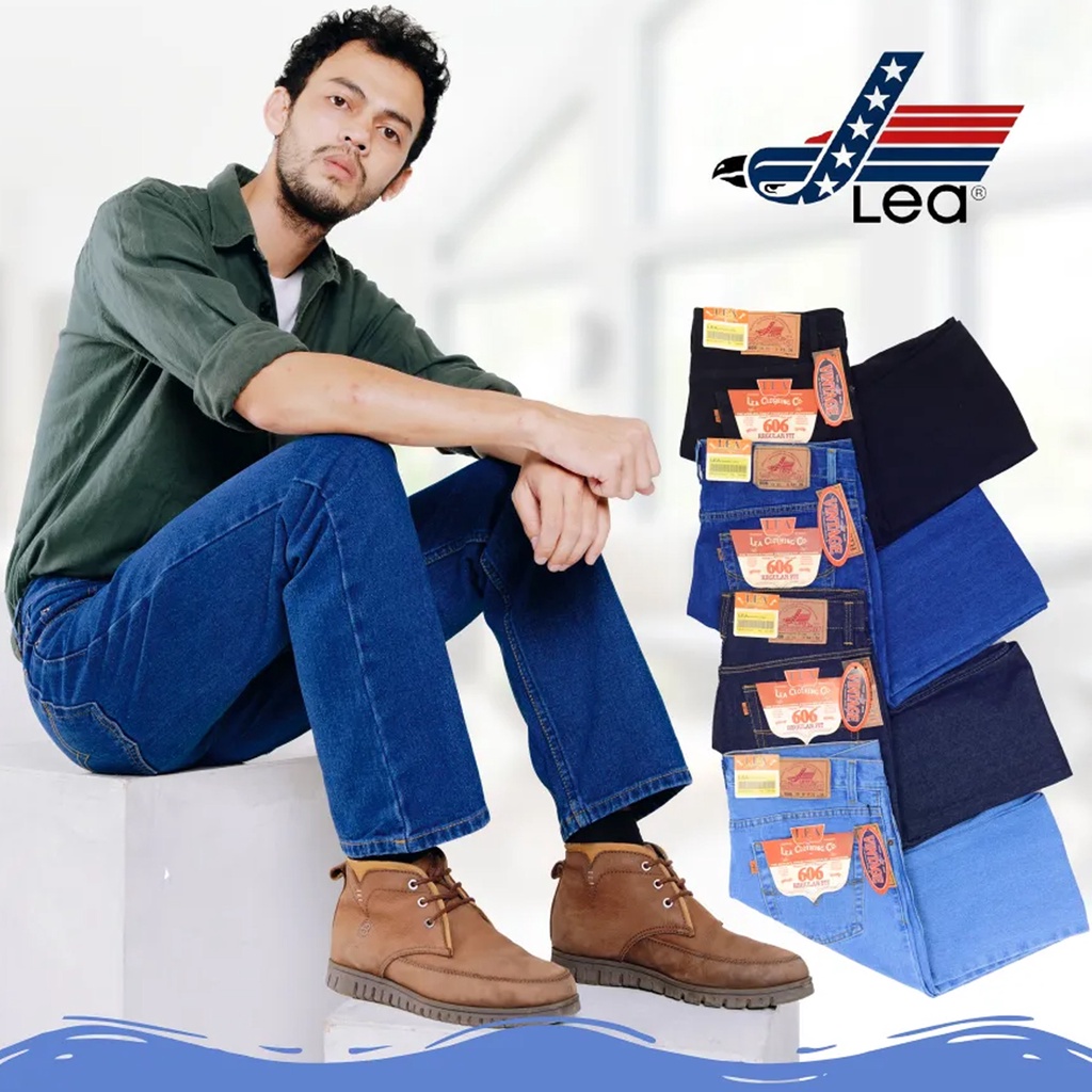 Celana Jeans Lea 606 Standar Reguler Fit - Celana Panjang Jeans Original - Celana Jeans Pria Dewasa Jins Denim 28-38