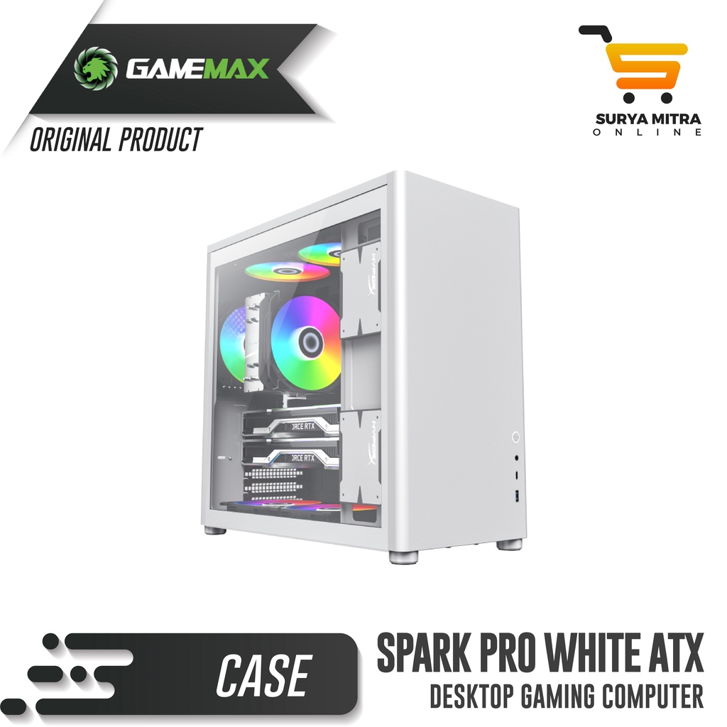 GameMax Spark Pro White ATX Gaming PC Case