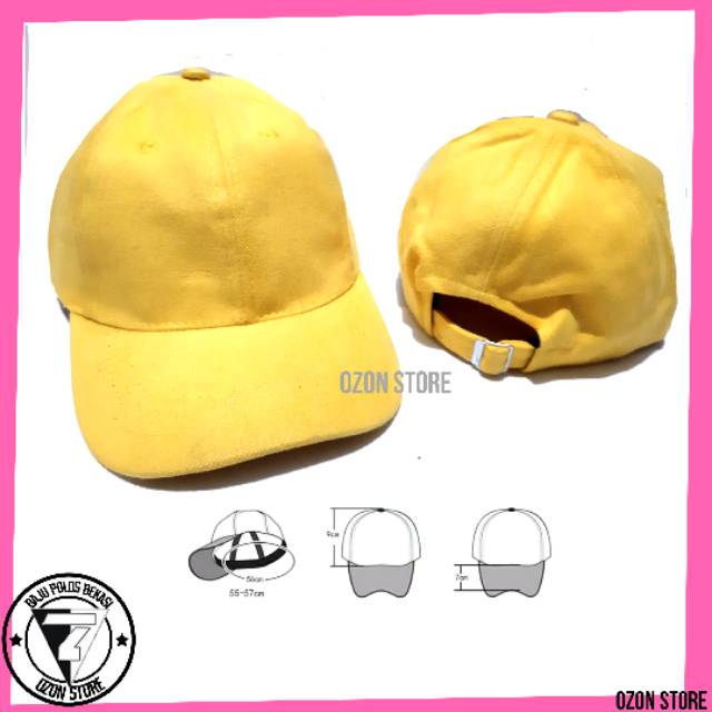 Topi Baseball Distro Caps Polos Pengait Besi Bahan Rapel Premium - Kuning