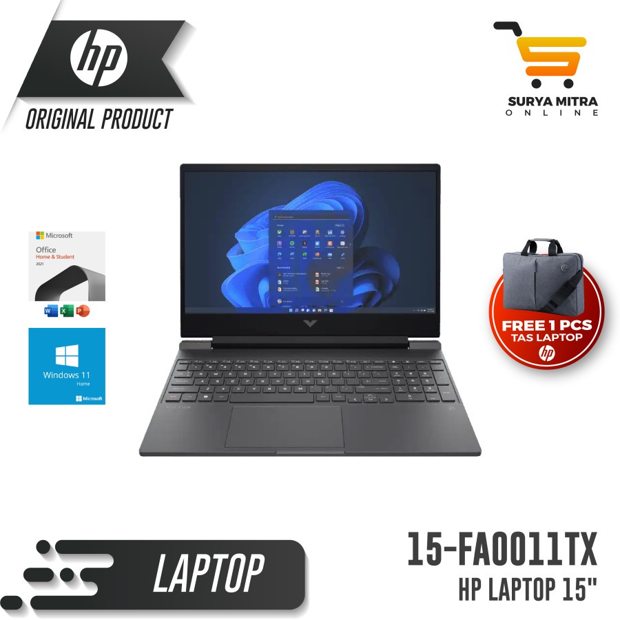 LAPTOP HP VICTUS 15-FA0011TX i5-12500H RTX3050 512GB-SSD 8GB WIN11+OHS