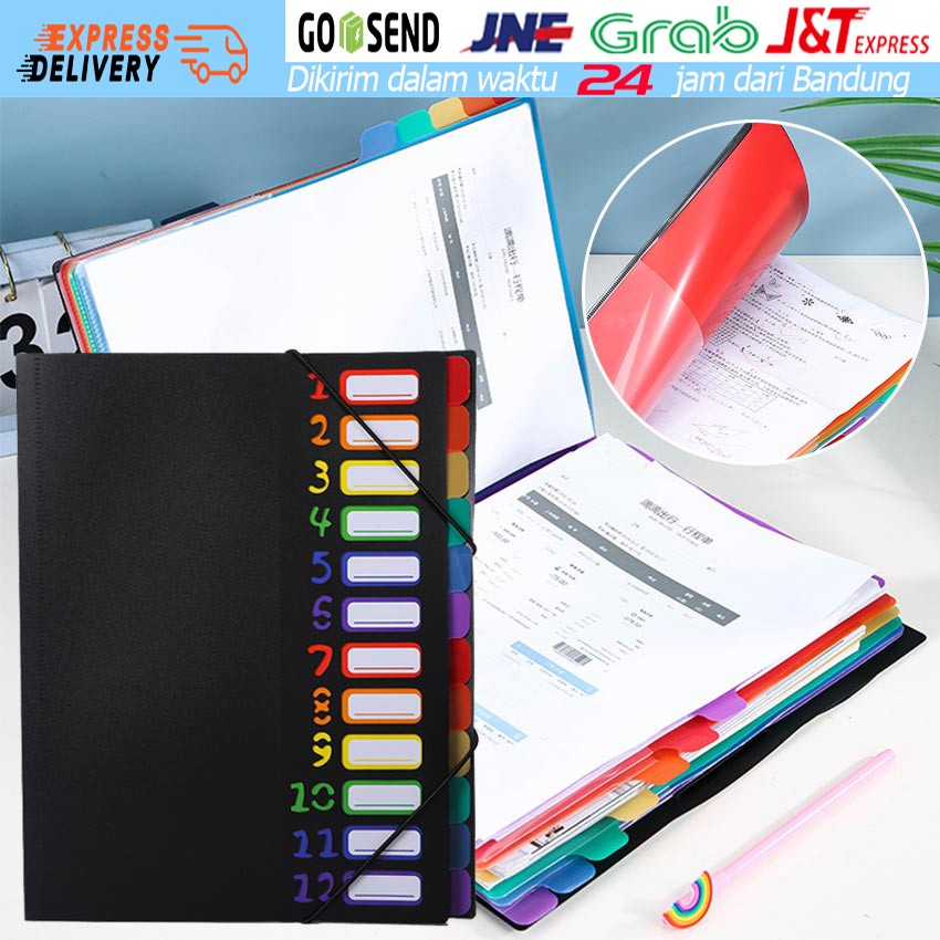 

12 Lembar Pembatas Binder File Warna Ukuran A4 Document Organizer