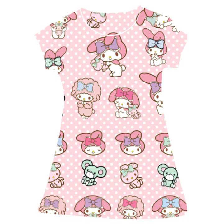 Dress scuba anak kekinian / dress anak scuba karakter MELODI 1 / daster anak / baju main anak motif 