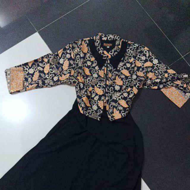 Gamis Batik Blezer  Black Series Busana Muslimah Syari Busui Kondangan Walimah Shabby Ootd