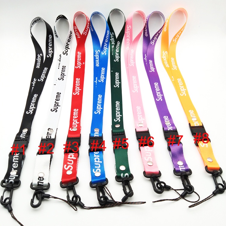 Tali Lanyard Leher Desain Supremelanyard 8 Warna Anti Hilang Untuk Gantungan Kunci Ponsel Kartu Id