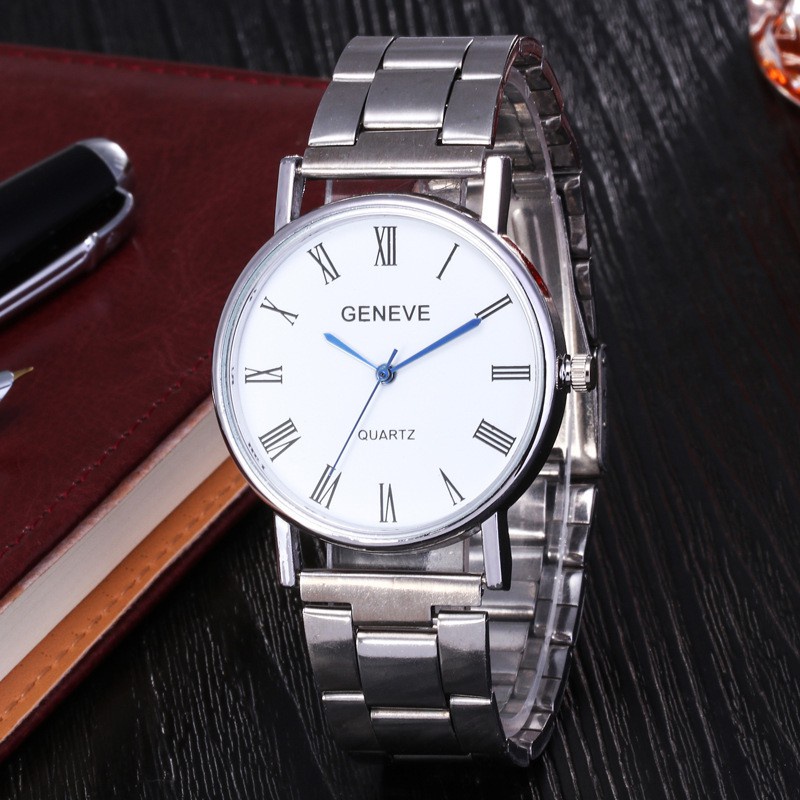 ✅Grosir Jam Senen - Jam Tangan Pria Dan Wanita Quartz Dial Bulat Romawi Dengan Strap Stainless Steel Analog Fashion