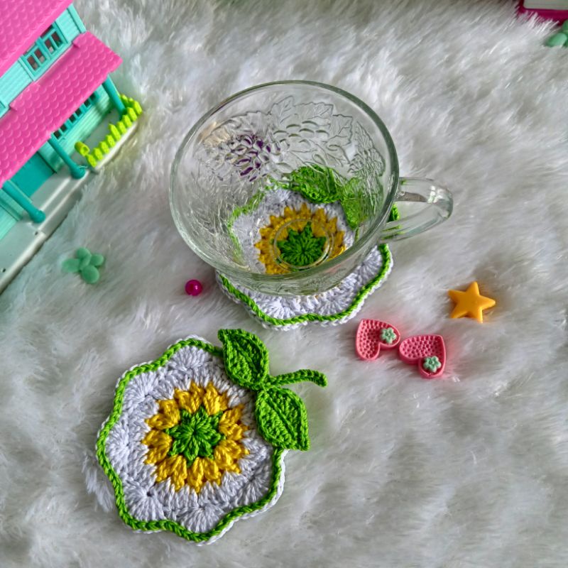 [cod]alas gelas/tatakan gelas/alas gelas rajut