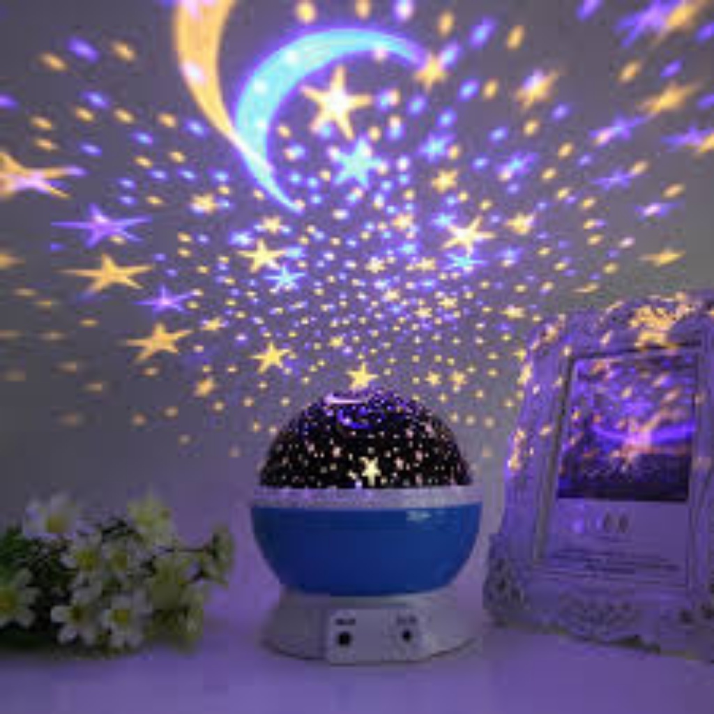 Lampu Tidur Hias Proyektor Lampu Tidur Bentuk Bulat Bulan Lampu Hias Motif Bulan Bintang Star Moon Lampu Putar Star Master Lampu Kamar Tidur Star Moon Proyektor