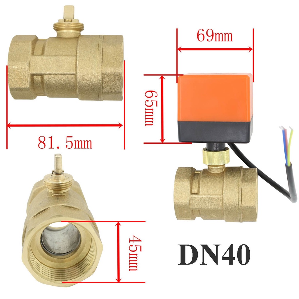 Flow Control Motorized Electrical Ball Valve DN40 1.5 inch 11/2&quot; 2Way 220V