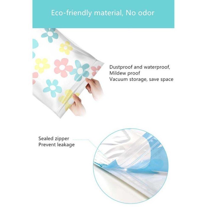 Kantong Vakum Pakaian 10 PCS Dengan Pompa Travel Vacum Bag