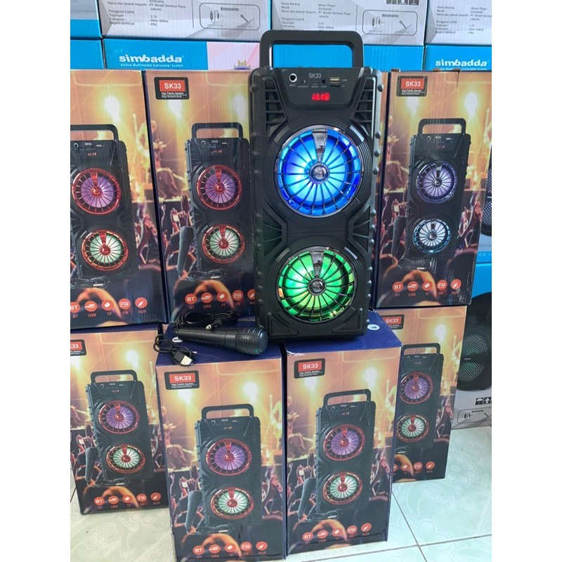 Speaker Bluetooth Karaoke + mic Speaker SK 33 bass