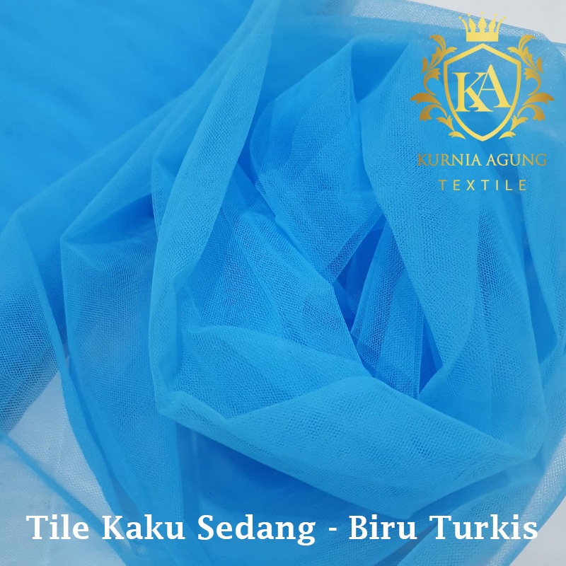 Kain Tile Tulle Kaku Sedang 100cm x 125cm meteran Per Meter Souvenir Dekorasi Wedding Veil Aksesoris-Biru Turkis