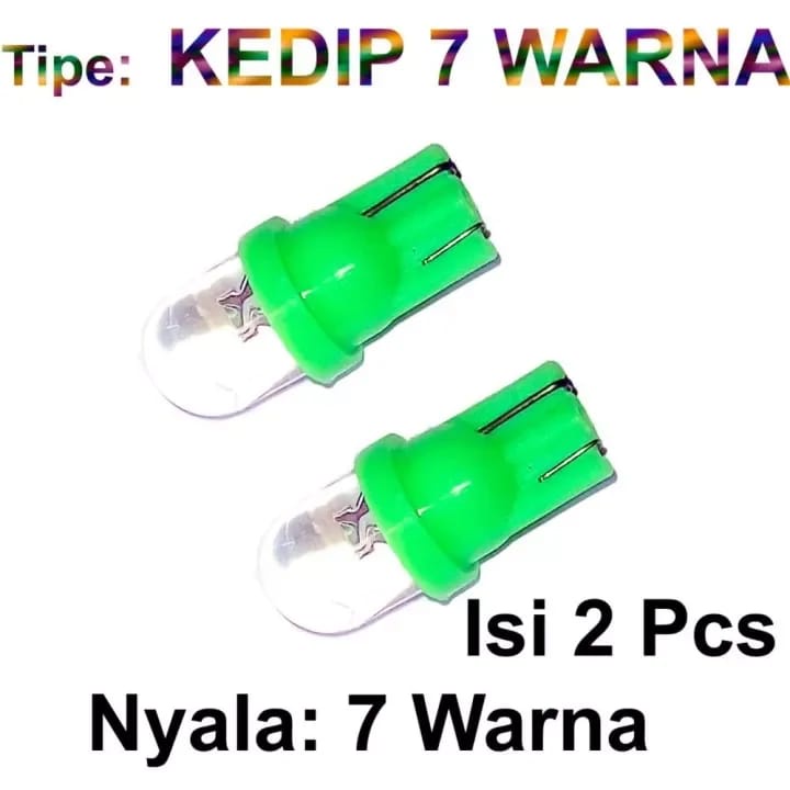 LAMPU LED SEIN SENJA COLOK T10 7 MULTI WARNA RGB BULB KEDIP FLASHING MOTOR SEN