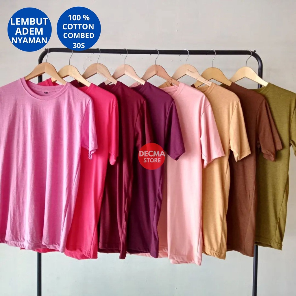 Baju Kaos Kaus T Shirt Oblong Polos Warna Misty Lengan Pendek Distro Pria Wanita Cowok Cewek Laki La